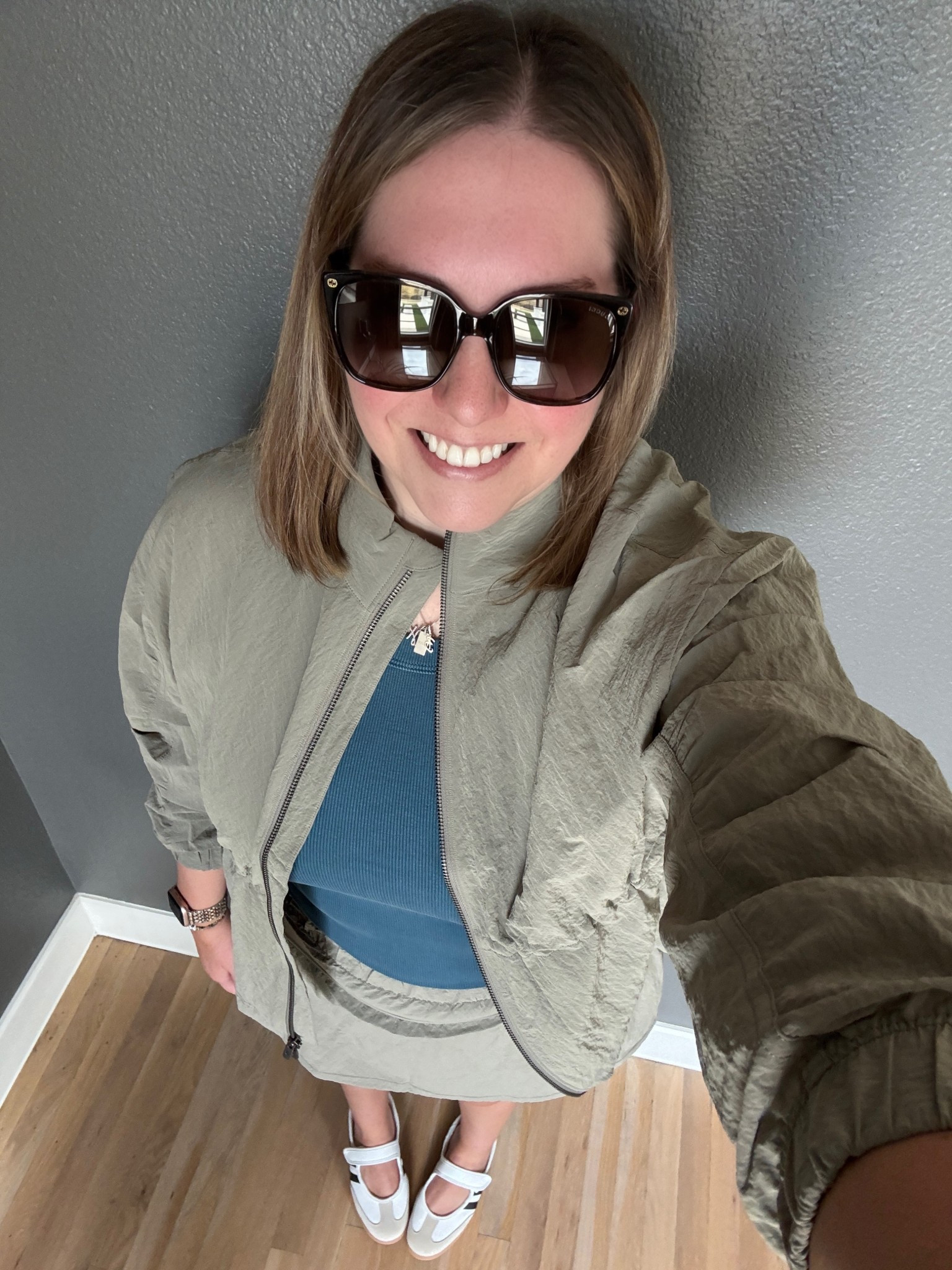 We had another super warm day and another day to take our foster do out to a patio to meet people! This Lululemon set I feel like snuck under the radar but it’s really comfortable and will be perfect in spring. I love that it’s a matching jacket and skort in a different bling material. I added my Samba Jane’s for a fun sneaker that’s a little different!

#LTKFindsUnder100 #LTKSaleAlert #LTKMidsize
