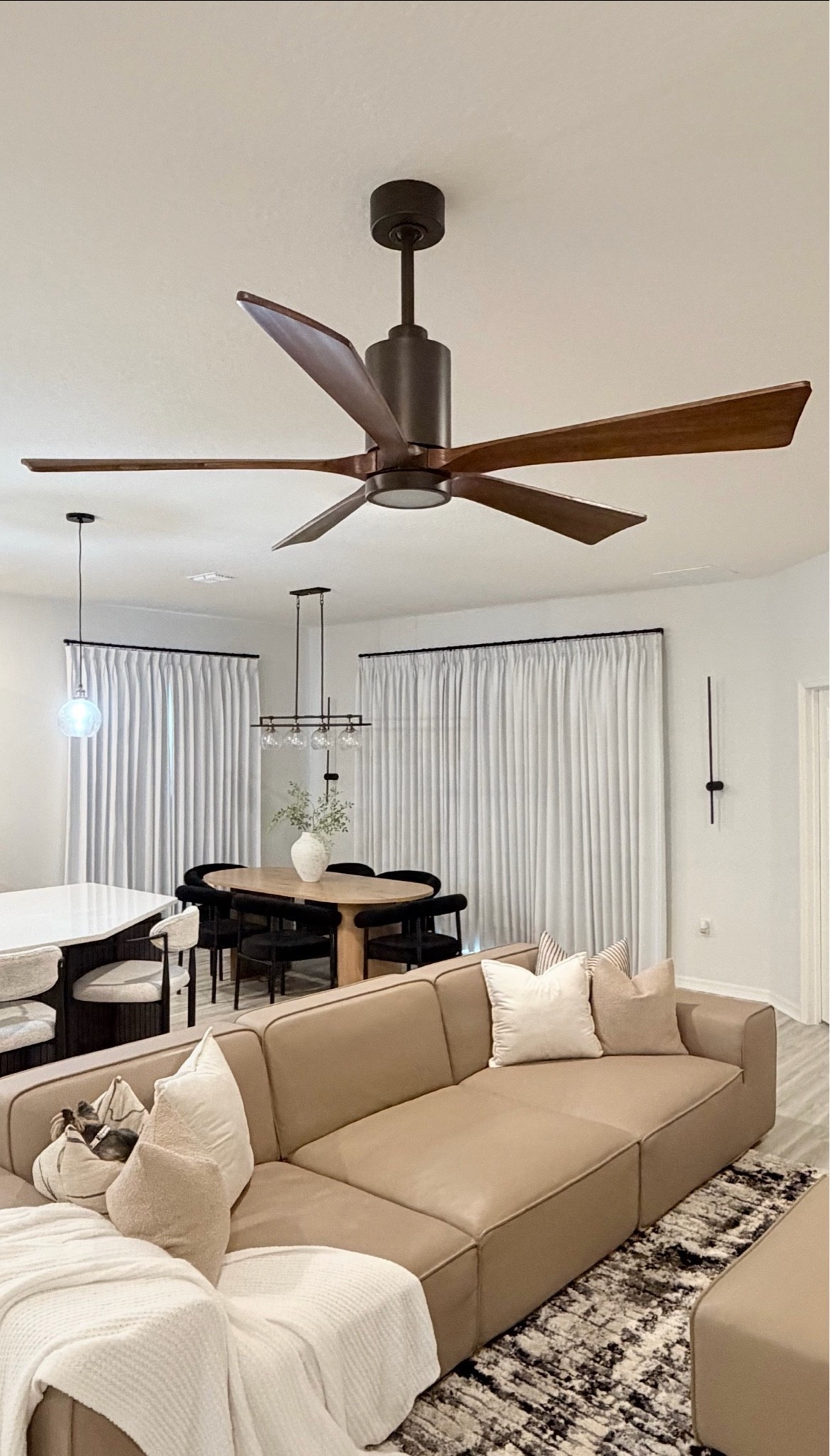 Patricia Damp Rated 60" Ceiling Fan with Light and Remote & Wall Control, 5 Walnut Tone Solid Wood Blades, Silent DC Motor, Textured Bronze

#LTKHome #LTKvlog #LTKstorytime