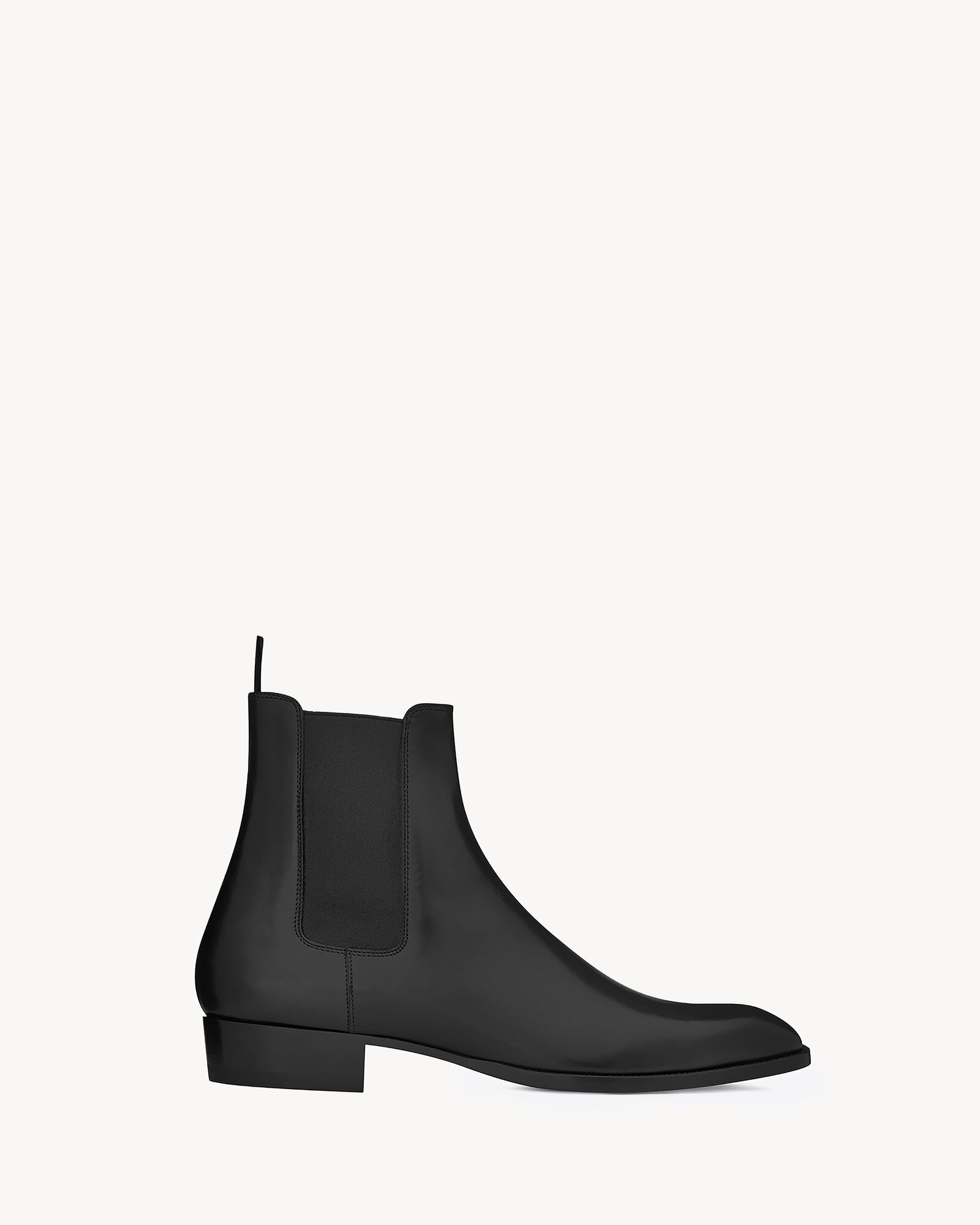 Chelsea booties with elasticized side panels and stacked heel. | Saint Laurent Inc. (Global)