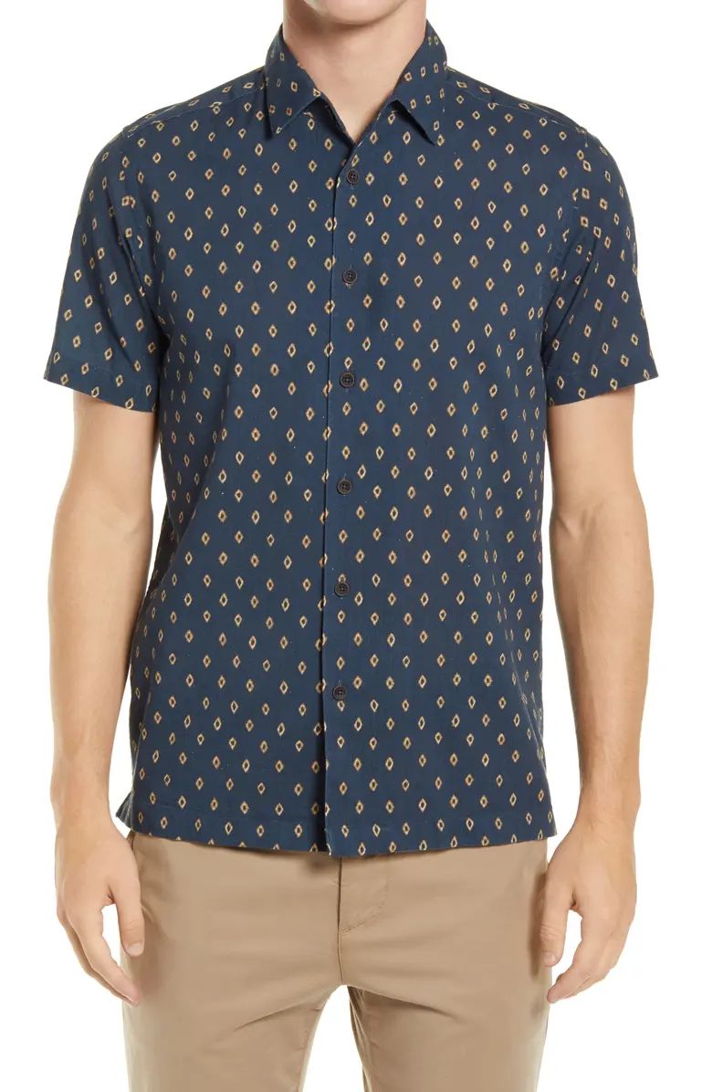 Ginton Slim Fit Geometric Short Sleeve Button-Up Shirt | Nordstrom