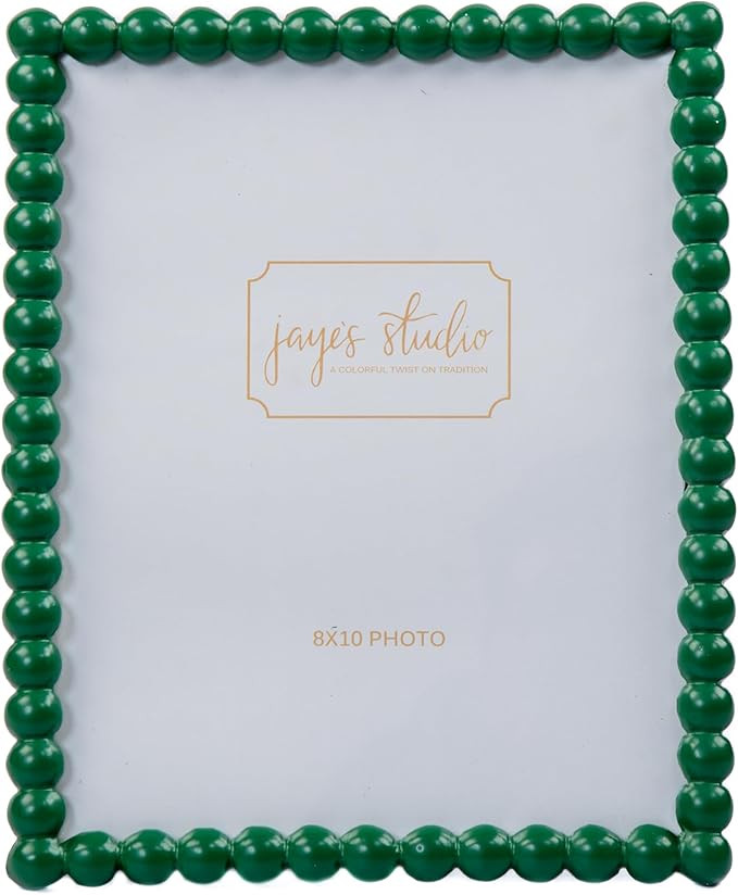 Jaye's Studio Gracie Pearl Green 8x10 Picture Frame Tabletop Display, Rectangular Metal Beaded Bo... | Amazon (US)