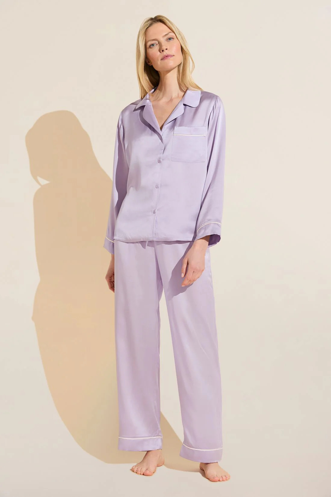Inez Washable Silk Long PJ Set | Eberjey