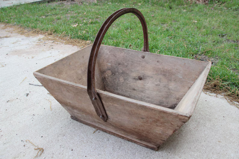 Vintage French Wooden, Grape Trug, Harvesting Basket, Primitive Basket, Fruit Basket, Home Decor,... | Etsy (US)