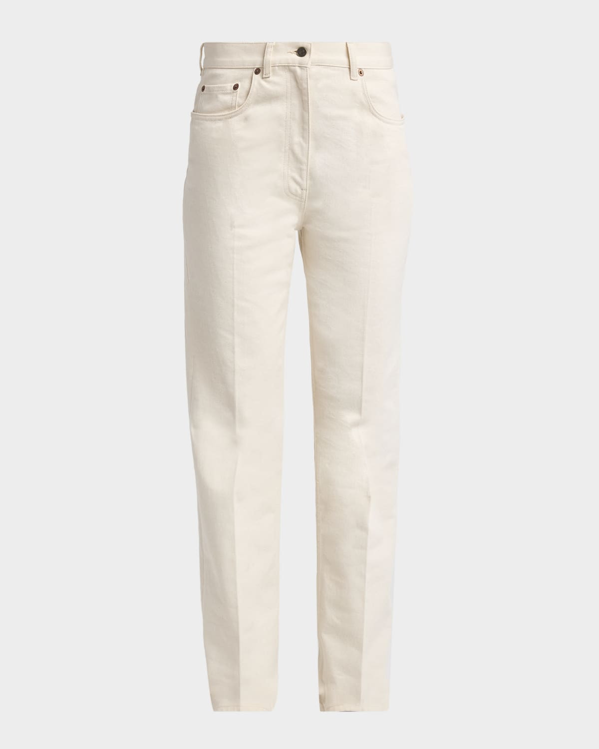 High-Rise V-Logo Straight-Leg Jeans | Neiman Marcus