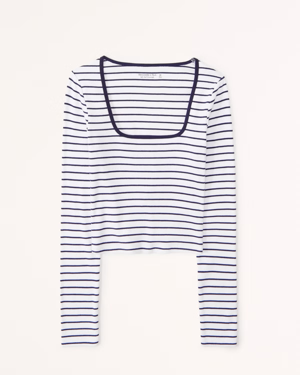Essential Long-Sleeve Squareneck Top | Abercrombie & Fitch (US)