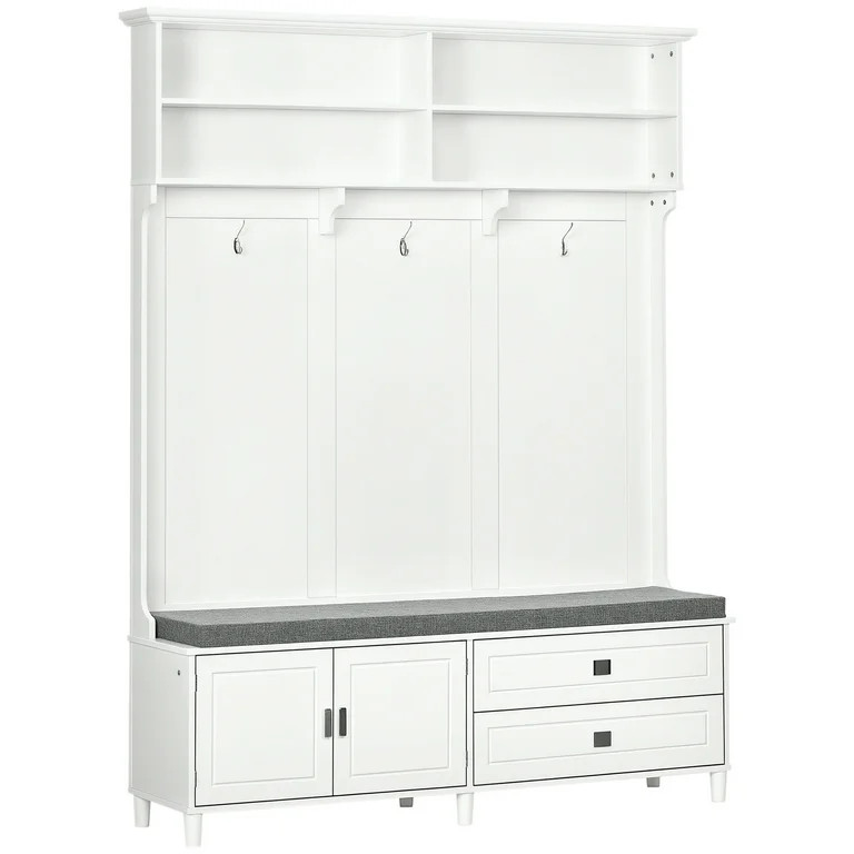 HOMCOM Hall Tree with Storage Bench, Entryway Bench with Coat Rack, Accent Coat Tree with Storage... | Walmart (US)