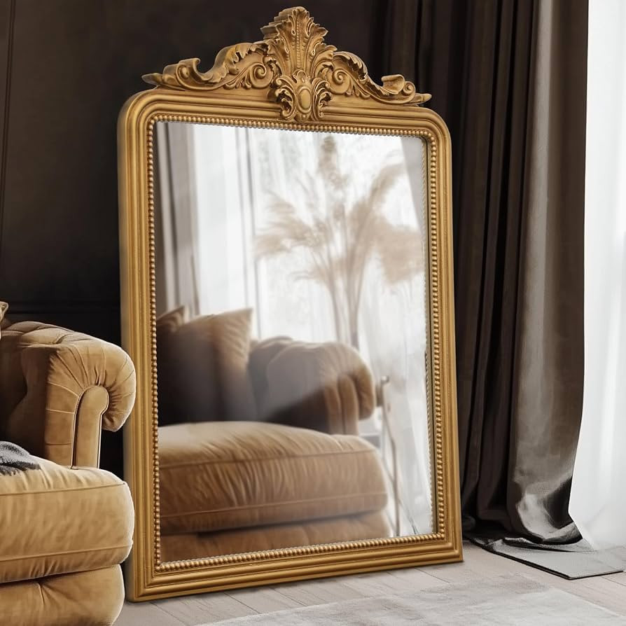 Besdomus Gold Large Vintage Mirror: 24" x 36" Arched Antique Wall Mounted Mirror - Traditional Or... | Amazon (US)