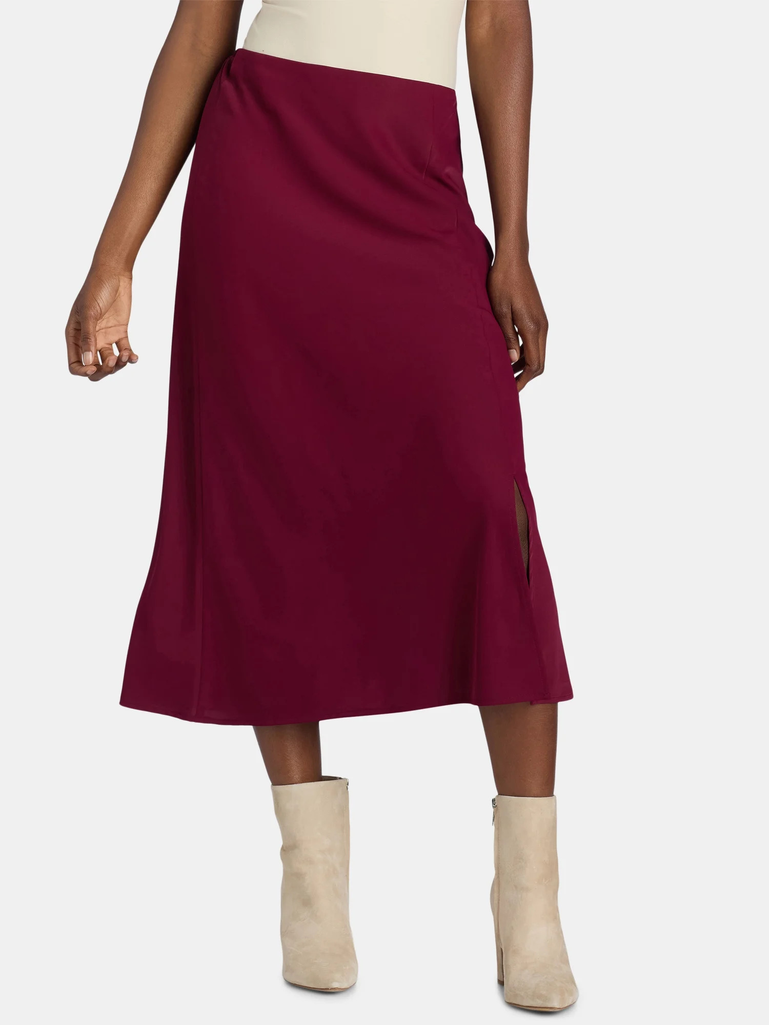 Time and Tru Women's Midi Slip Skirt, Sizes XS-XXXL - Walmart.com | Walmart (US)