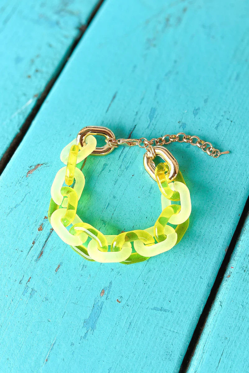 Neon Yellow Resin Oval Link Bracelet | Shop Style Your Senses