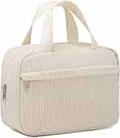 Makeup Bag for Women Girls Cute Corduroy Travel Cosmetic Tote Large Make Up Organizer Toiletry Ba... | Amazon (US)