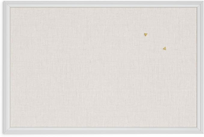 U Brands Farmhouse Linen Bulletin Board, 30"x20", White Wood Style Frame, Includes Push Pins | Amazon (US)