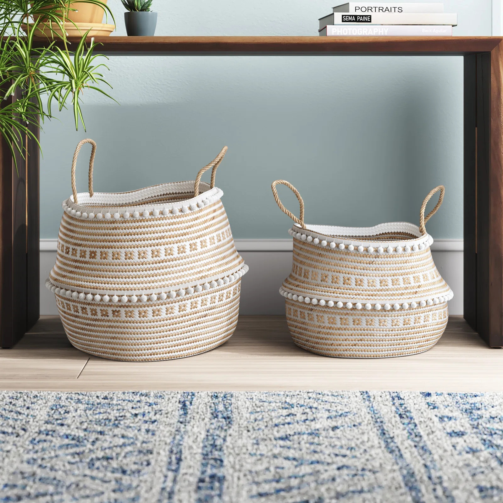 Mistana™ Seagrass Handmade Patterned Decorative and Functional Storage Basket with Handles & Re... | Wayfair North America