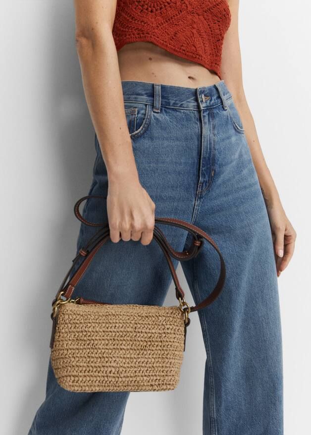 Natural fiber shoulder bag | MANGO (US)