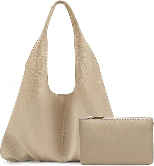 NIUEIMEE ZHOU Slouchy Hobo Bags for Women Retro Vegan Leather Shoulder Handbags with Coin Purse | Amazon (US)