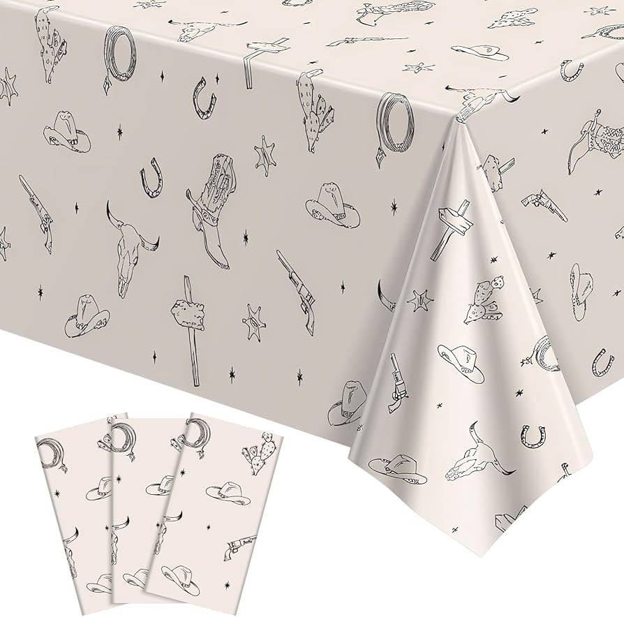 3 Pack Western Cowboy Party Decorations Tablecloth, 54 X 108Inch Rodeo Table Covers Disposable Co... | Amazon (US)