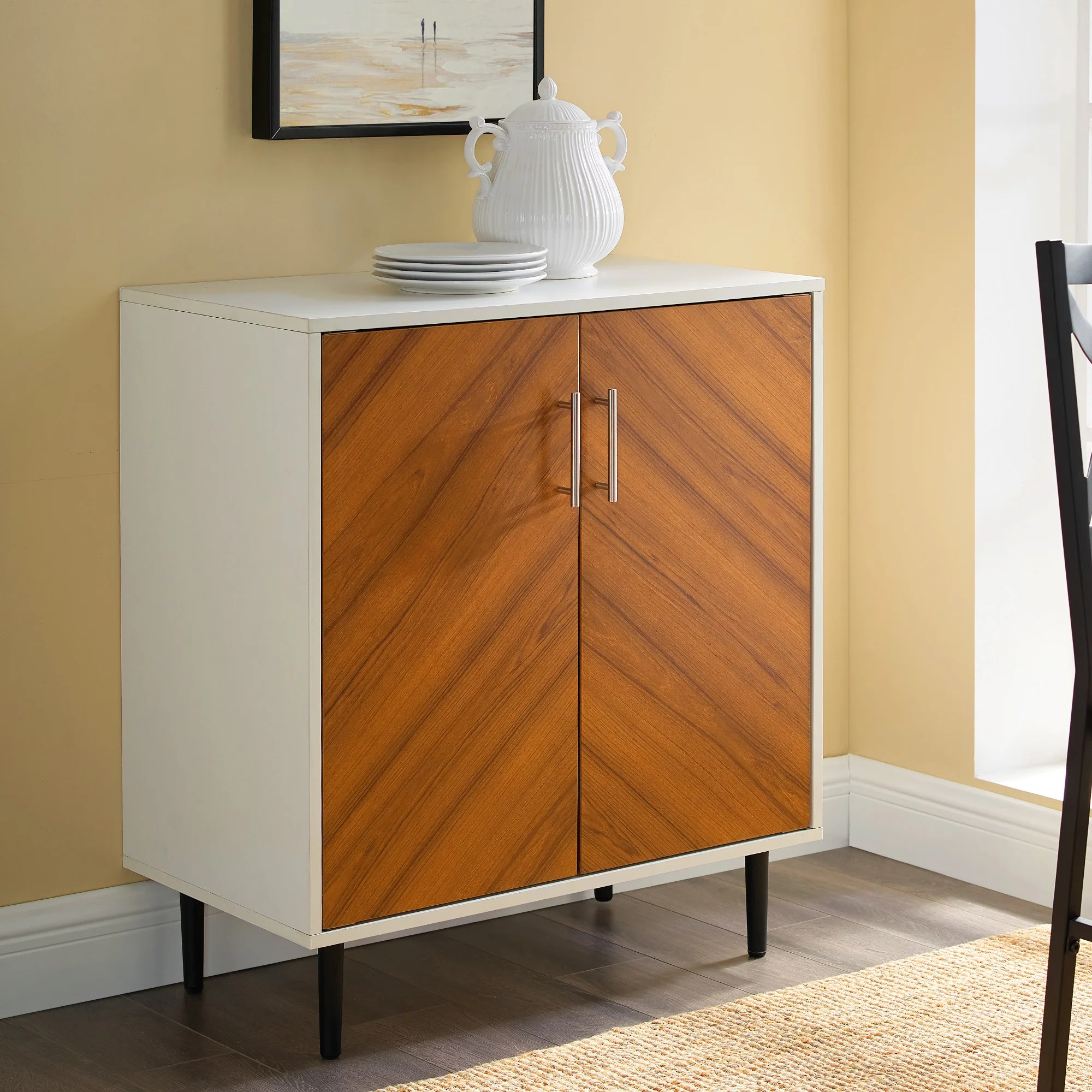 Desert Fields Margot Bookmatch Accent Cabinet, White - Walmart.com | Walmart (US)