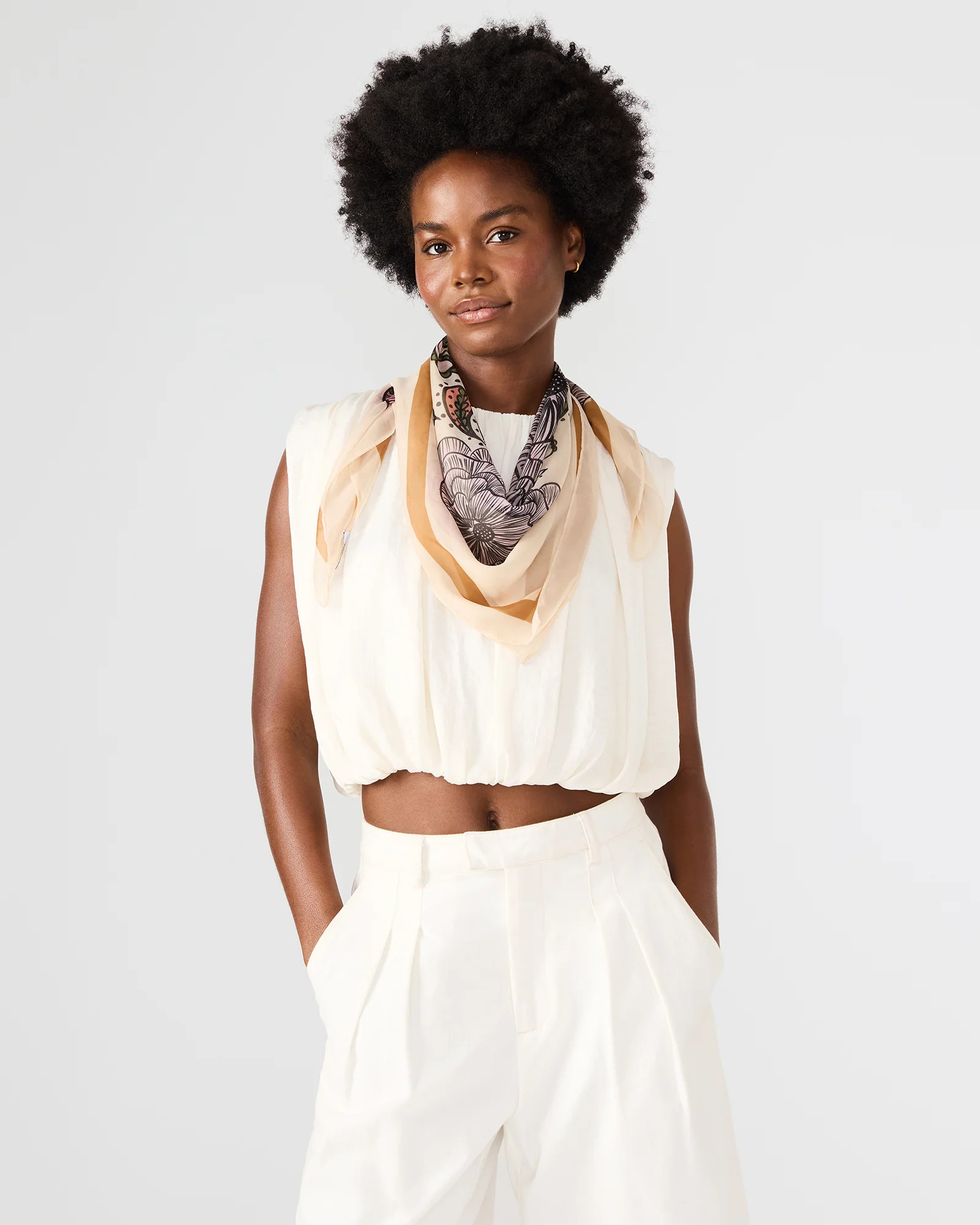 BOHO FLORAL SQUARE SCARF IVORY | Steve Madden (US)