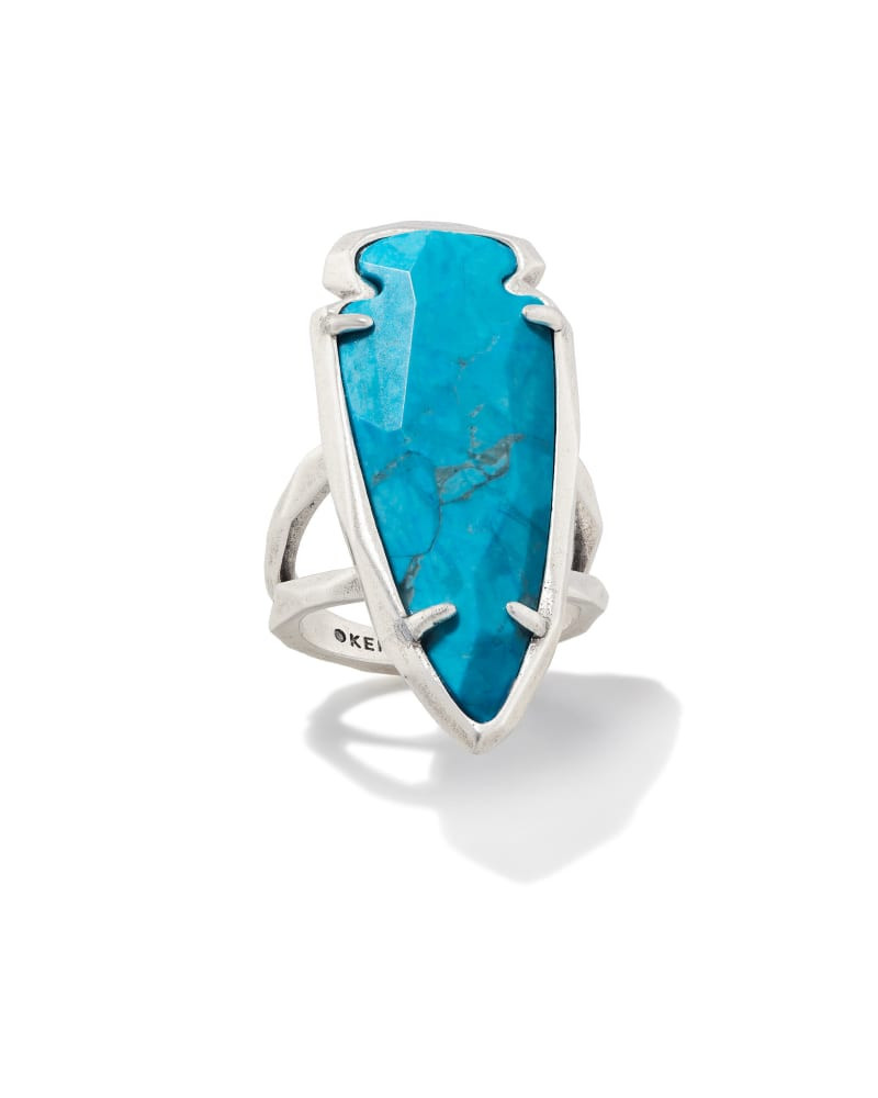 Kendra Scott Skylar Vintage Silver Statement Ring in Variegated Dark Teal | Magnesite | Kendra Scott