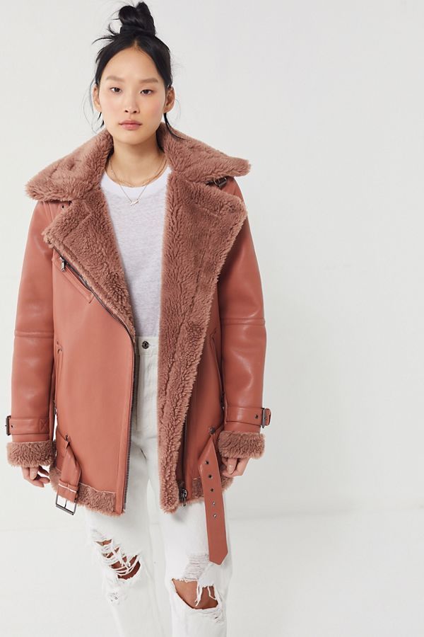 Avec Les Filles Luxe Moto Sherpa Jacket | Urban Outfitters (US and RoW)