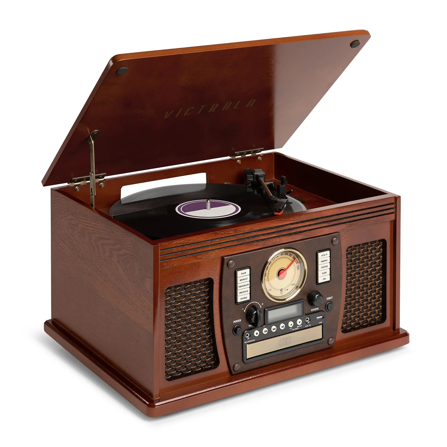 Victrola 8-in-1 Navigator Bluetooth Record Player & Multimedia Center, Built-in Stereo Speakers -... | Walmart (US)
