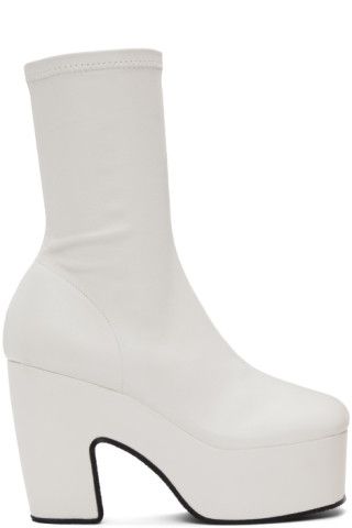 White Chunky Heeled Boots | SSENSE