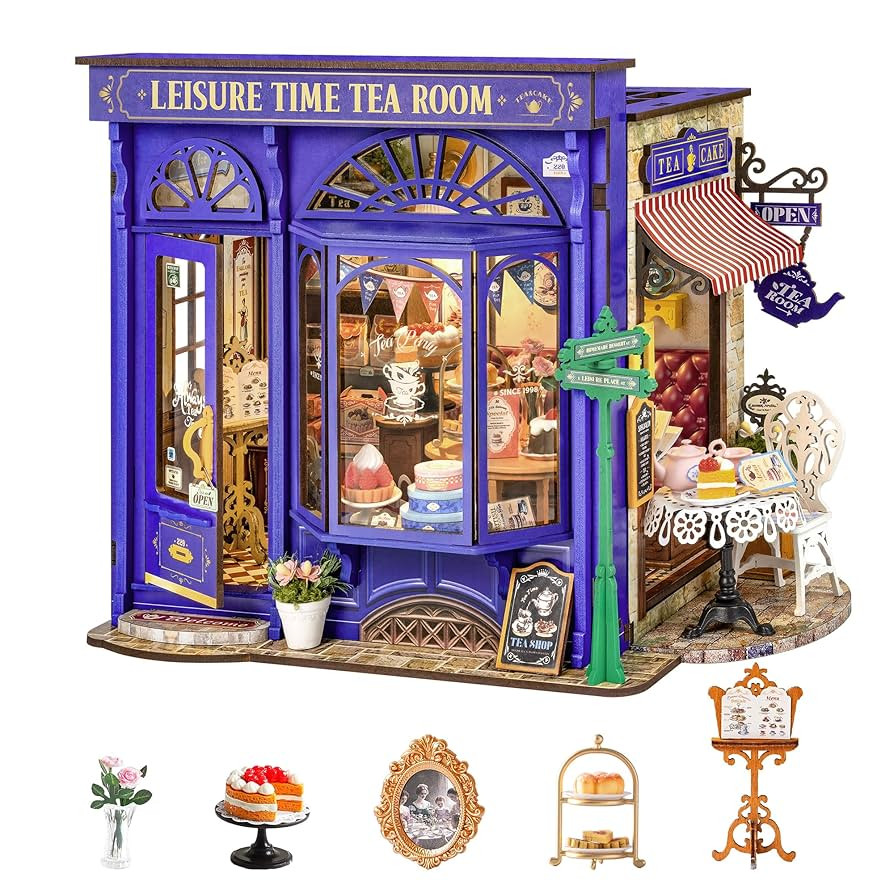 Rolife DIY Miniature House Kit Leisure Tea Time, 3D Book Nook Openable Bookshelf Decor for Adults... | Amazon (US)