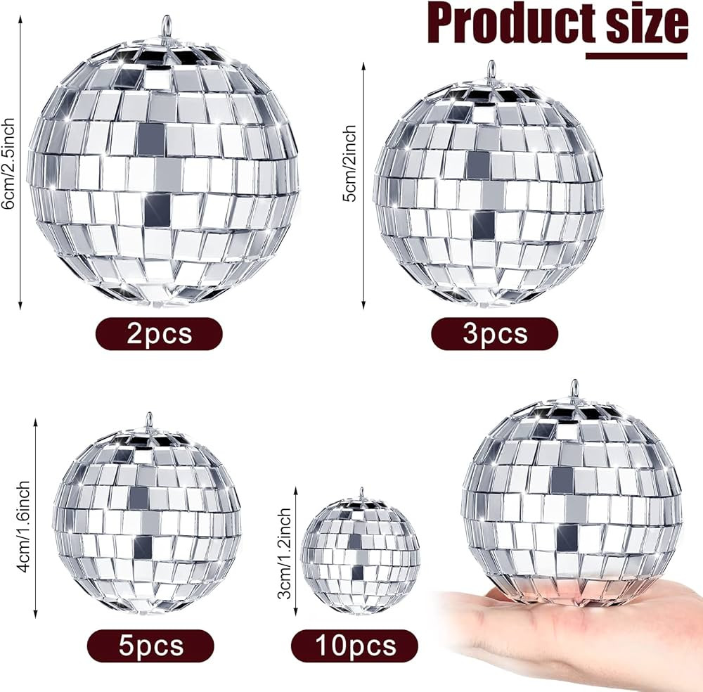 20 Pcs Christmas Hanging Mirror Disco Ball Ornaments Assorted Mini Glass Disco Balls Decoration D... | Amazon (US)