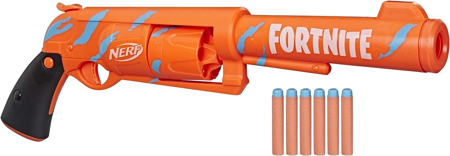 NERF Fortnite 6-SH Dart Blaster -- Camo Pulse Wrap, Hammer Action Priming, 6-Dart Rotating Drum, ... | Amazon (US)