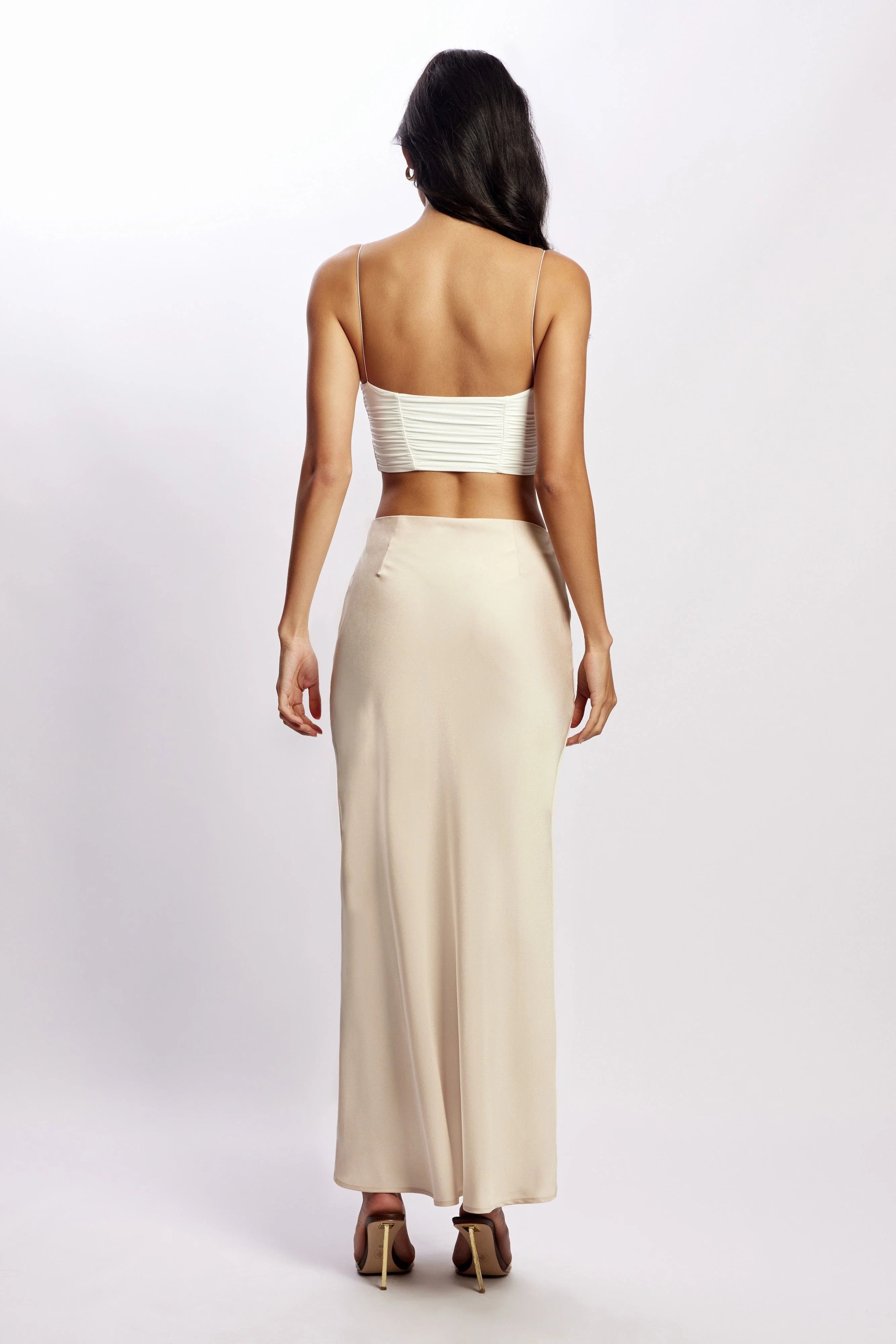 Missy Maxi Satin Skirt - Champagne | MESHKI US