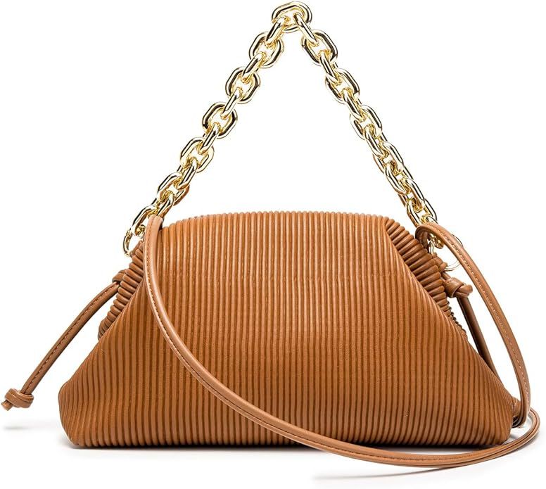 Shoulder Clutch Purse Handbag for Women Designer Small Dumpling Chain Pouch Bag Soft Ruched Cross... | Amazon (US)
