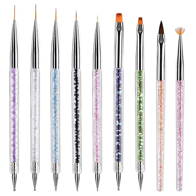 Nail Art Brushes, 9PCS Nail Brushes for Nail Art with Nail Liner Brush and Nail Dotting Pens for ... | Amazon (US)