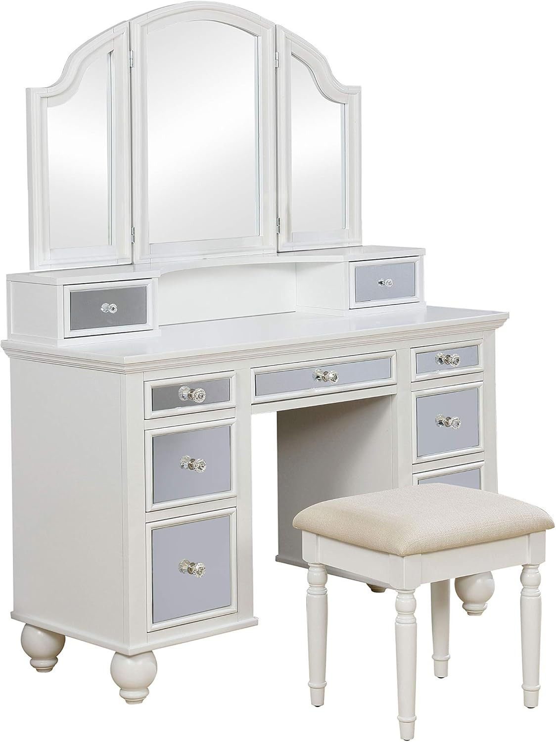247SHOPATHOME Kosalie Vanity Table with Stool, White | Amazon (US)