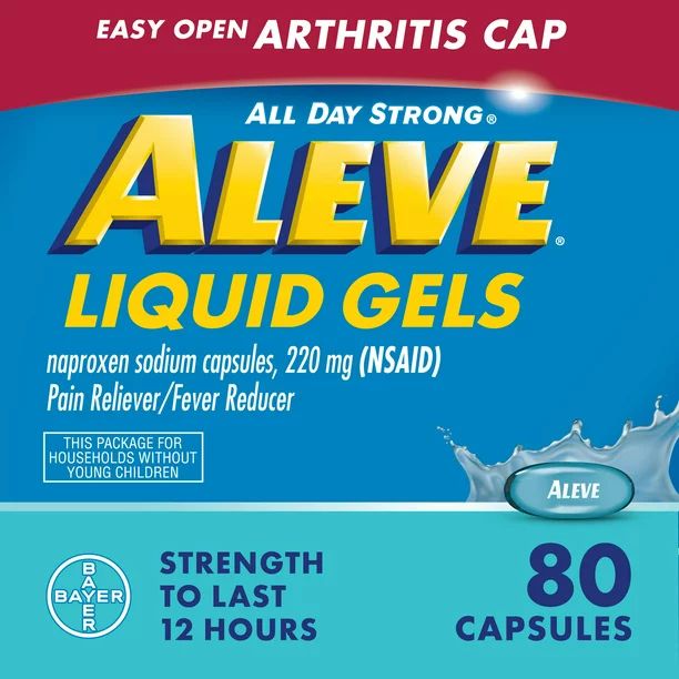 Aleve Liquid Gels Easy Open Arthritis Cap Naproxen Sodium Pain Reliever, 80 Count | Walmart (US)