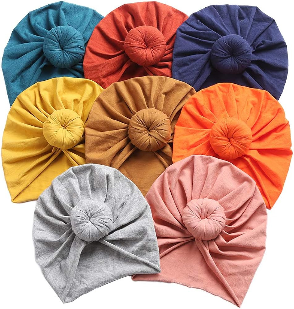 Baby Hats Baby Girl Newborn Turban Baby Beanie Hat Infant Toddler Kid Hat Big Hair Bow Top Knot Head | Amazon (US)