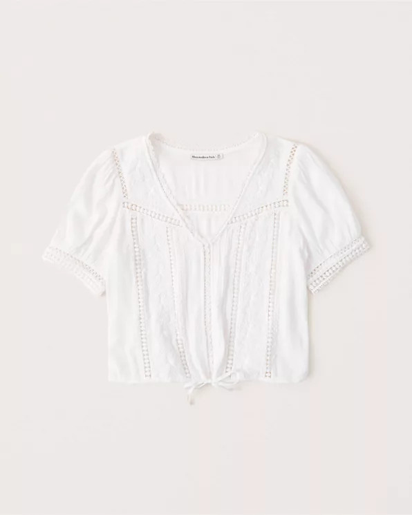 Cinched Waist Lace Top | Abercrombie & Fitch US & UK