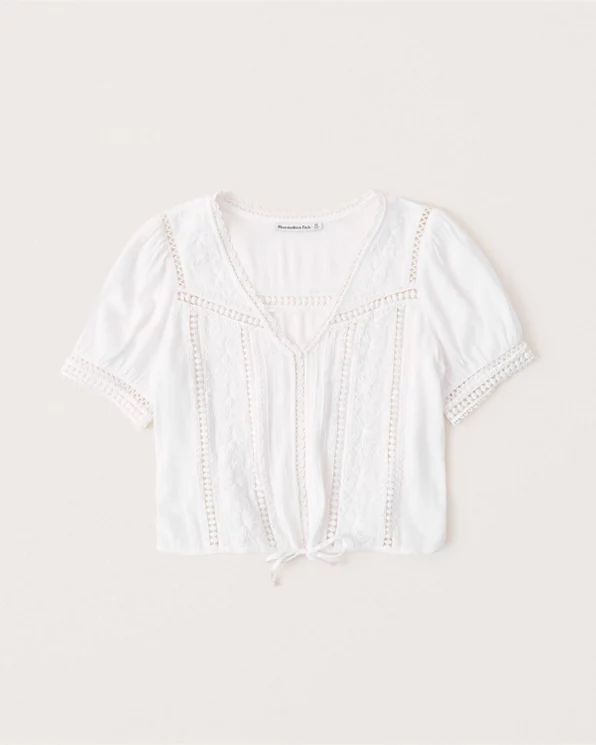 Cinched Waist Lace Top | Abercrombie & Fitch US & UK