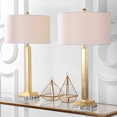 SAFAVIEH Lighting Collection Perri Farmhouse Gold/ Crystal Base 30-inch Bedroom Living Room Home ... | Amazon (US)