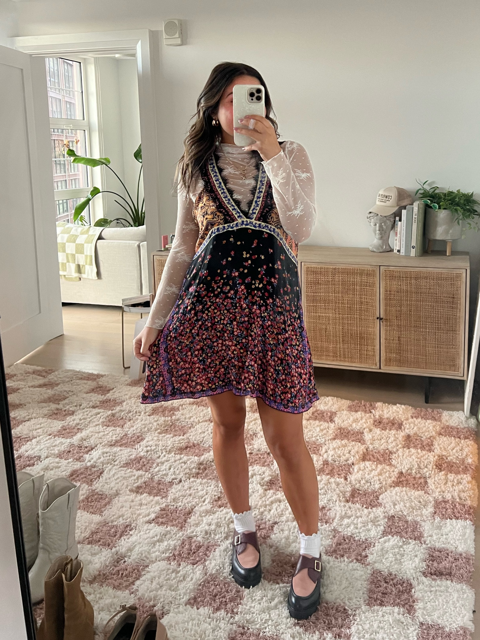 Love this cute funky outfit as a going out outfit! this slip dress from free people is worth every penny. Can be layered over a thin top like this lace one or a sweater top! Paired it with these Lugg sole shoes that are sooo comfy (wore for hours w no blisters). All true to size, M / 7.5

#LTKSeasonal #LTKstyletip #LTKfindsunder100