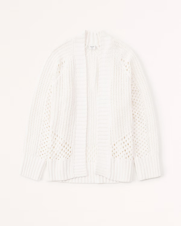 Pointelle Non-Closure Long Cardigan | Abercrombie & Fitch (US)