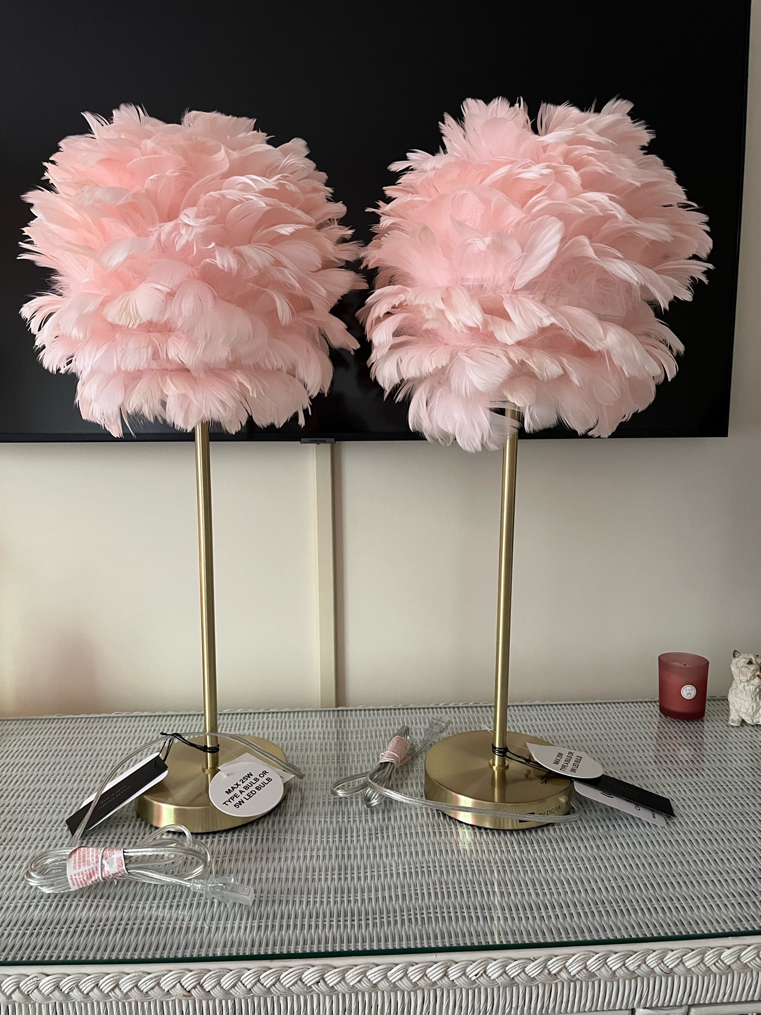 Rachel zoe pink feather floor outlet lamp