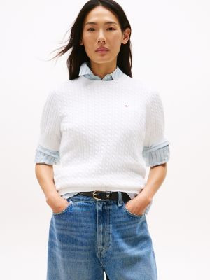 Short-Sleeve Cable Knit Sweater | Tommy Hilfiger | Tommy Hilfiger (US)