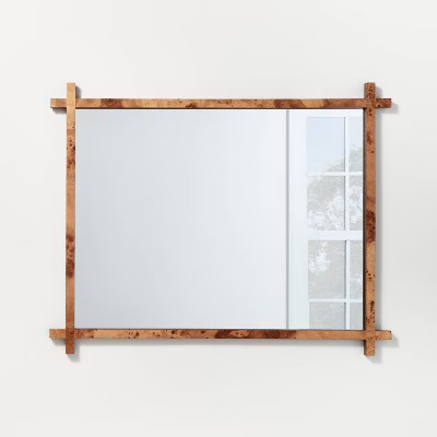 24" x 30" Burl Wood Cross Corner Decorative Wall Mirror Natural - Threshold™ designed with Studio Mc | Target