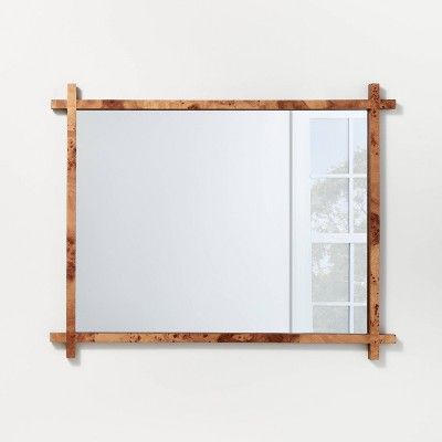 24" x 30" Burl Wood Cross Corner Decorative Wall Mirror Natural - Threshold™ designed with Studio Mc | Target