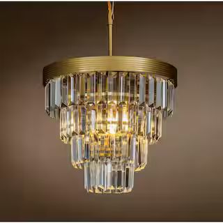 Adalric 3-Light Brass Unique/Statement Tiered Pendant Lamp-7002D30BR-1 - The Home Depot | The Home Depot
