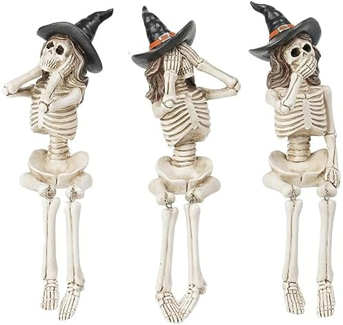 Newman House Studio Halloween-Décorations No-Evil-Skeleton-Figurines | Amazon (US)
