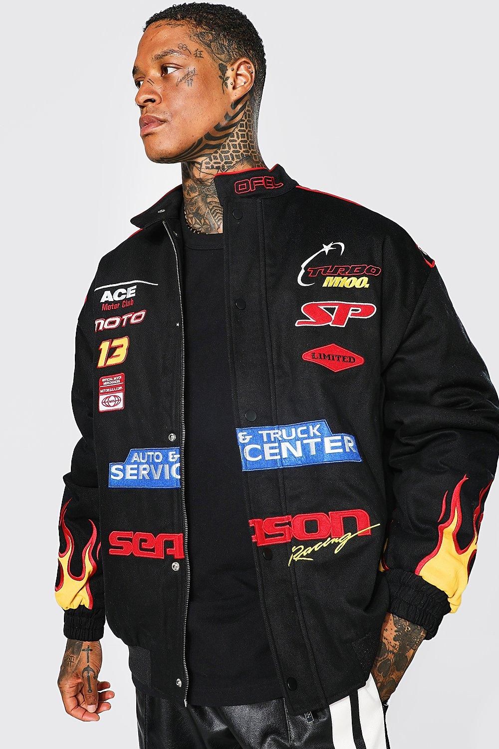 Twill Oversized Turbo M10q Racing Jacket | boohooMAN (US & CA)