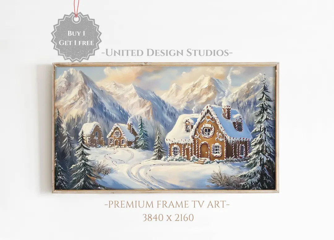 Christmas Gingerbread House Frame Tv Art, Gingerbread Village Frame Tv Art, Holiday Frame Tv Art,... | Etsy (US)