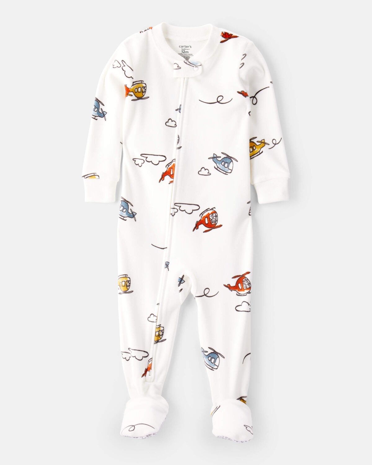 Toddler Boy Helicopter DreamPlush Snug Fit Long-Sleeve 1-Piece Pajamas - White | Carter's Inc
