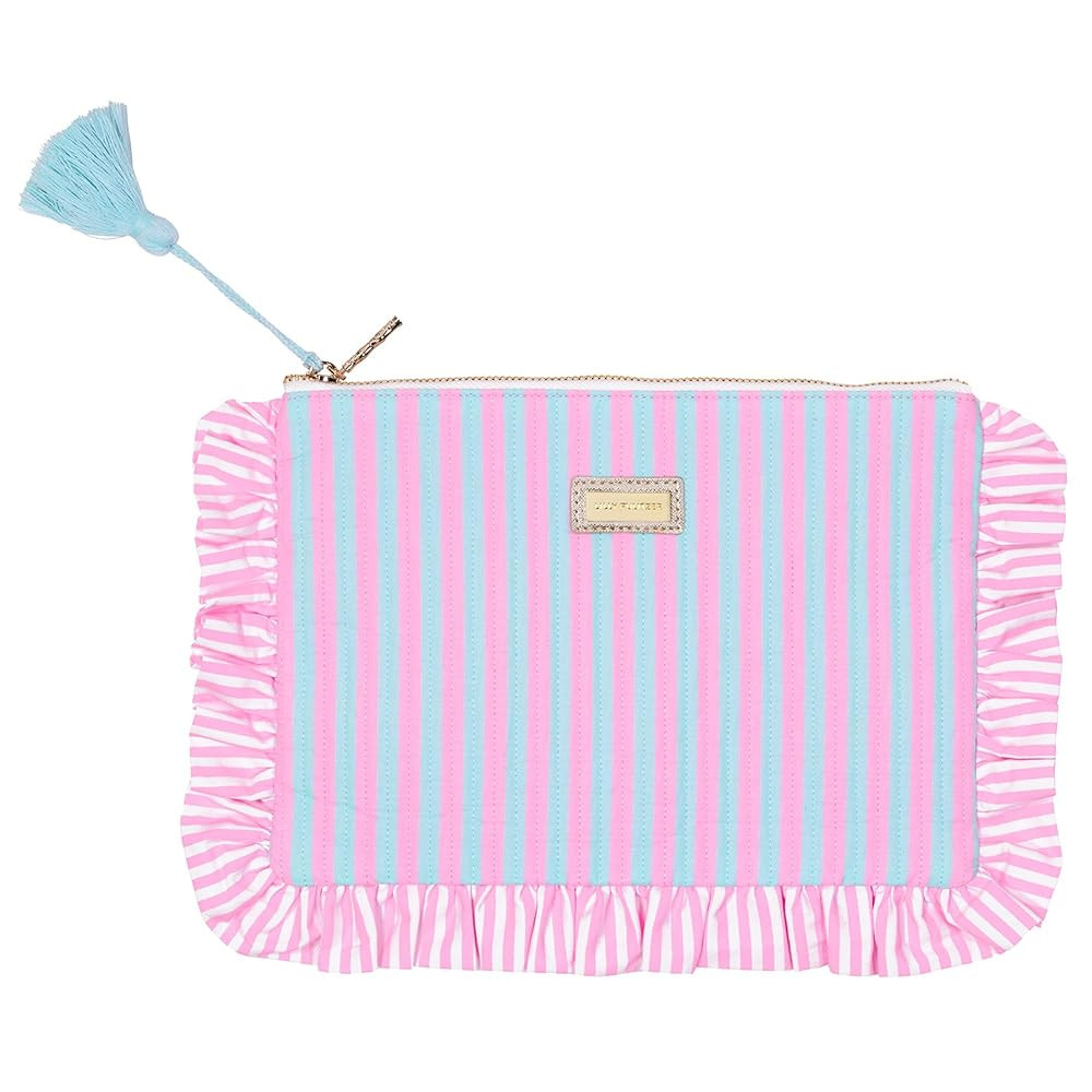 Lilly Pulitzer Quilted Ruffle Zipper Pouch, Cute Pencil Case for Adults, Travel Toiletry Bag, Sma... | Amazon (US)