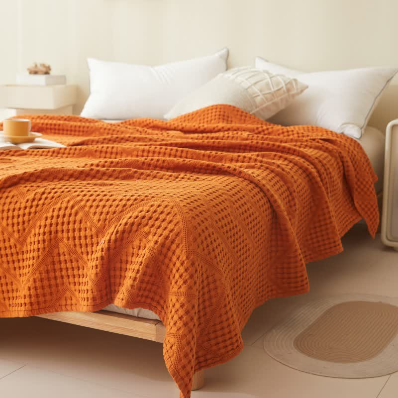 Solid Color Waffle Texture Towel Quilt | Ownkoti